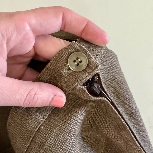 Vintage Robyn Meredith Taupe Tan Rustic Butchers Linen Knit Flutter Skirt, sz. M - Picture 10 of 17